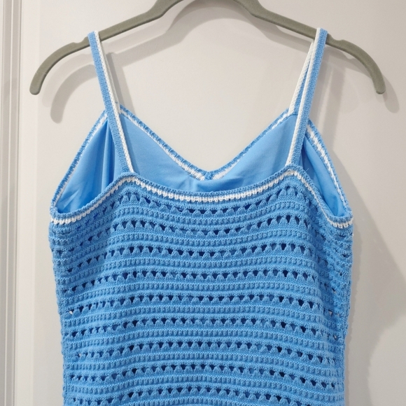 WILLOW & WIND Blue White Crochet Babydoll Dress, Summer Festival, Size M - Picture 10 of 11